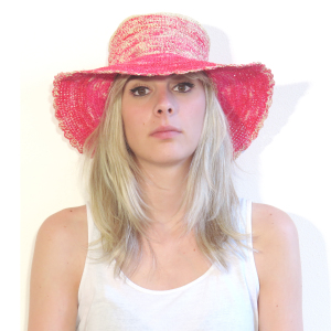 CROCHET HAT BICOLOR PINK&NATURAL 1