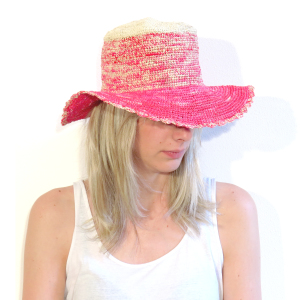CROCHET HAT BICOLOR PINK&NATURAL 2